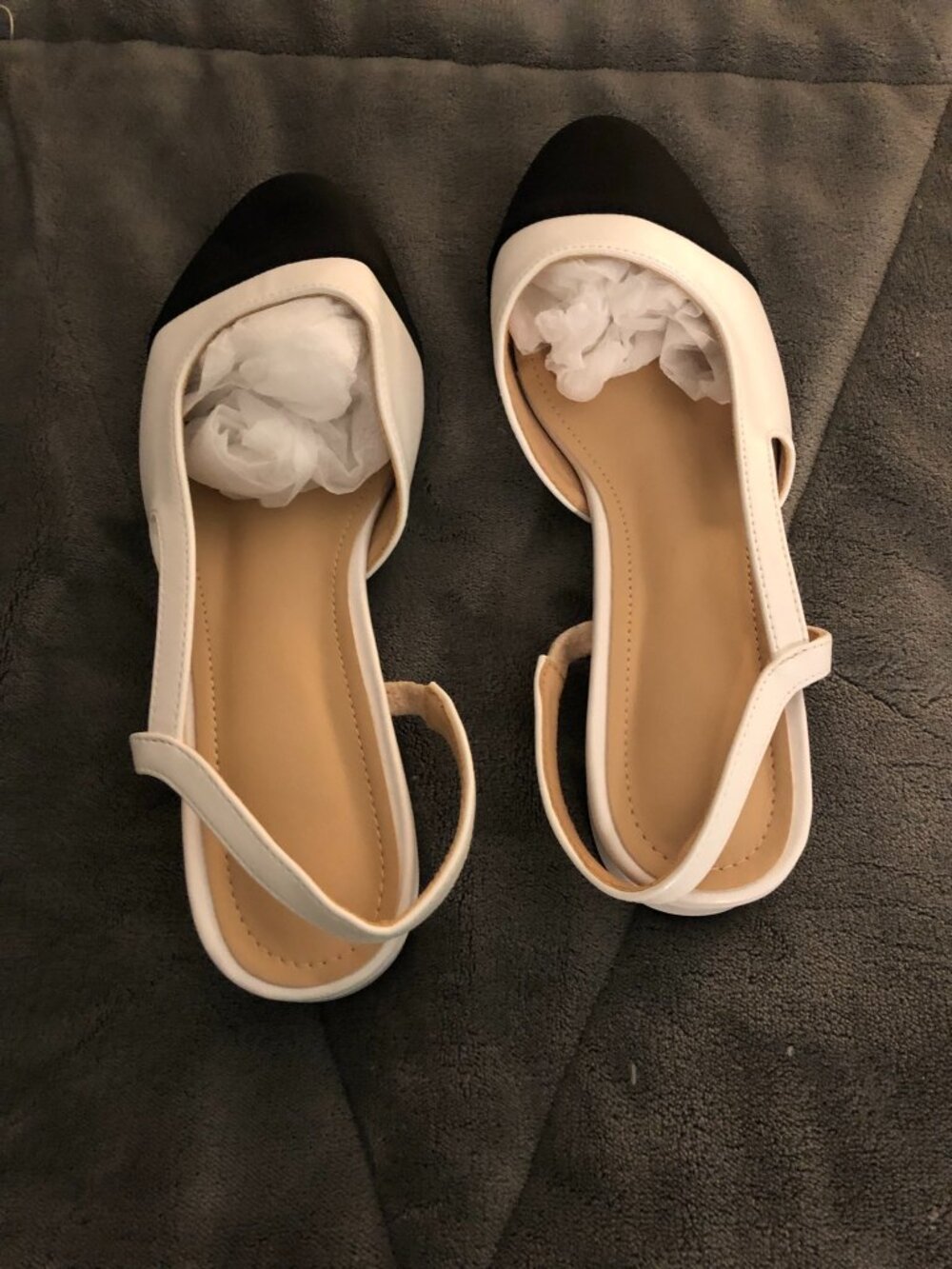 Lisette Cap-Toe Slingback Black/White Ladies Shoes w/Minor Heel; New; Never Worn
